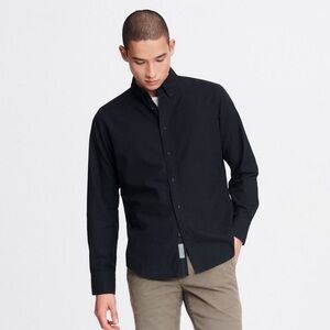 Rag & Bone Fit 2 Tomlin Long Sleeve Button Down Collared Oxford Shirt Black Mens
